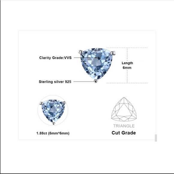 Sterling Silver 925 Blue Topaz Stud Earrings - Picture 3 of 5